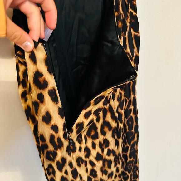 A.L.C. ALC Brown Tan Leopard Gabriela Gown Silk Formal Cut Out Maxi Dress Size 8 - Picture 9 of 11